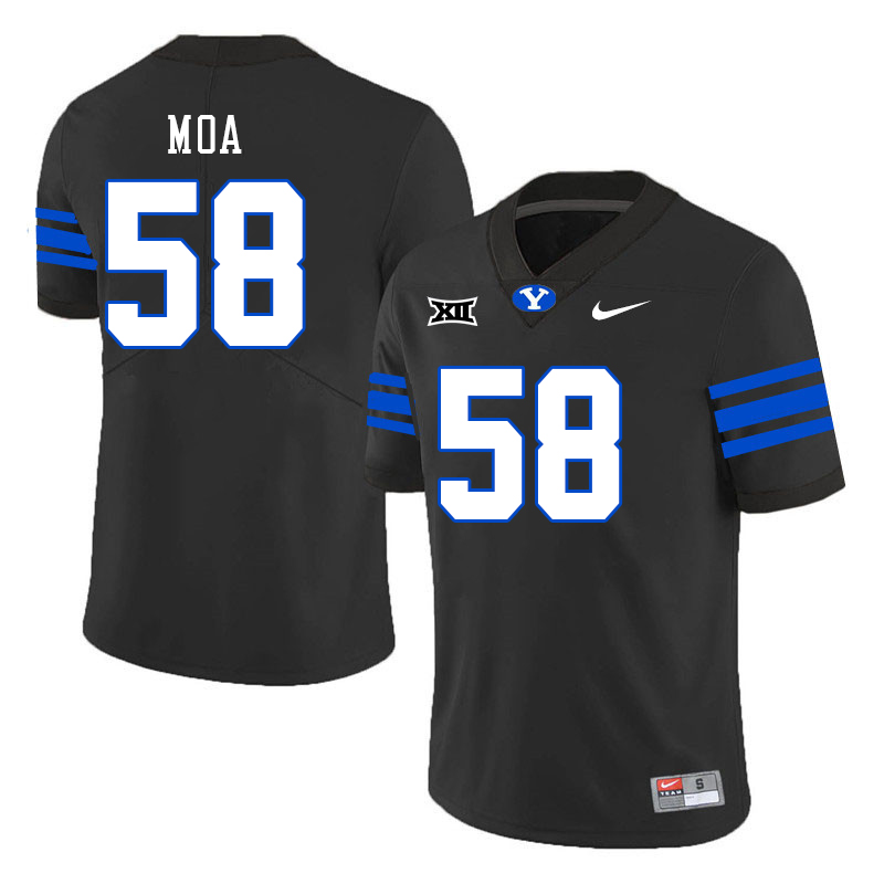 BYU Cougars #58 Aisea Moa Big 12 Conference College Football Jerseys Stitched Sale-Black